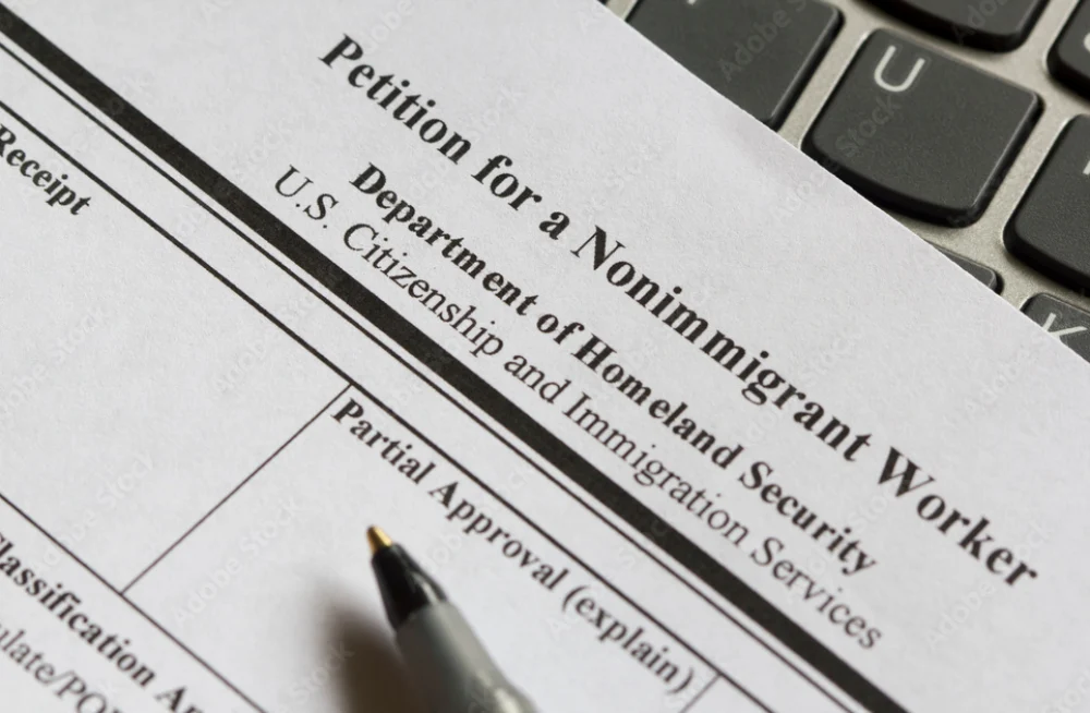 Closeup of Form I-129 to extend l1 visa