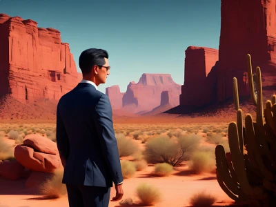 AI generated illustration of an immigration lawyer in Arizona desert